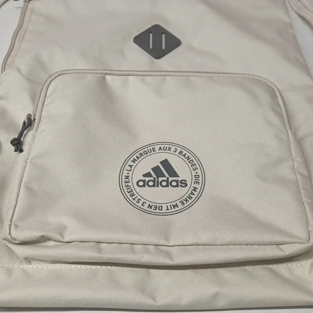 adidas Classic 3S 2 Sackpack Color: Alumina Beige Gray Four